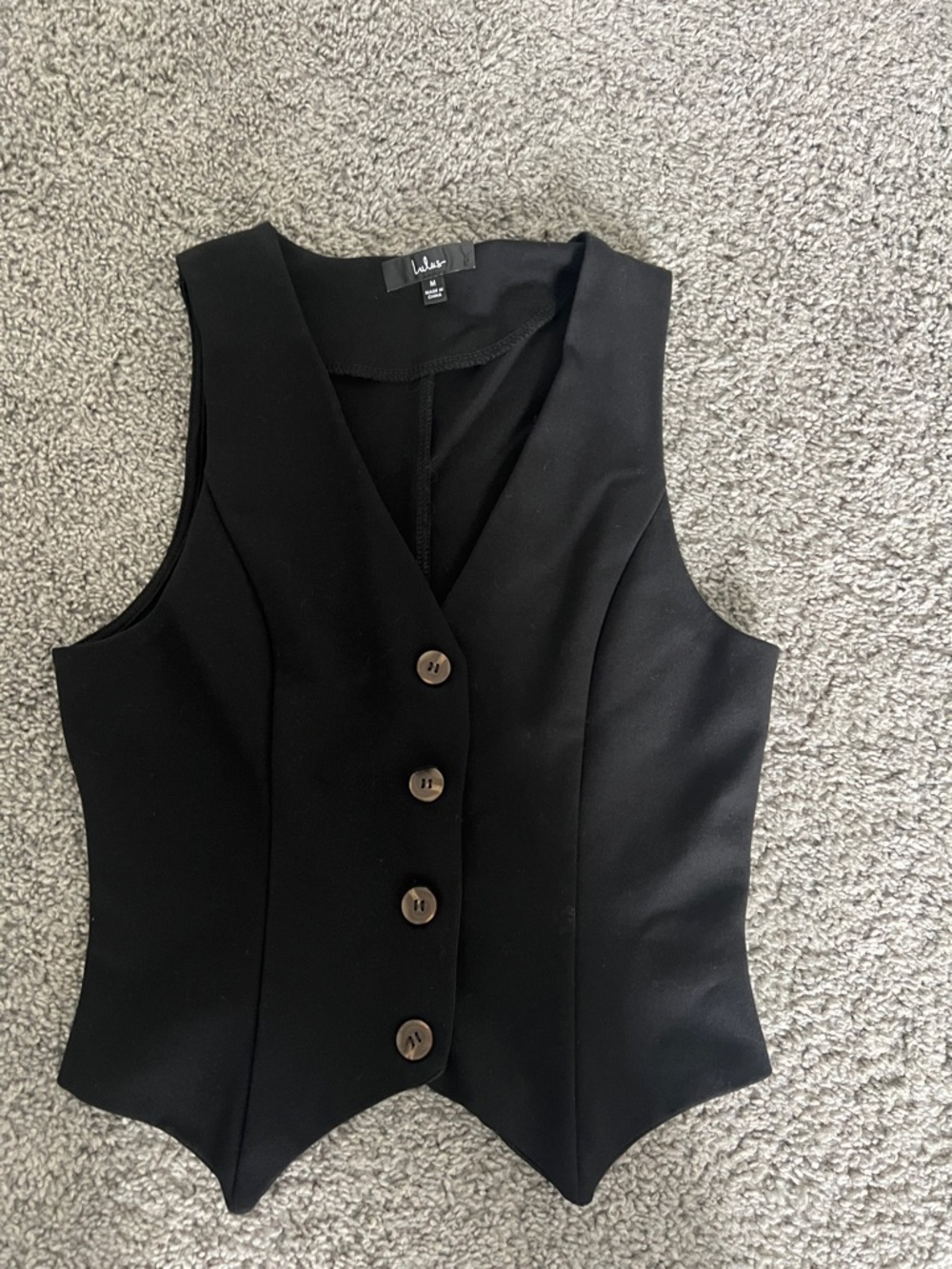 Lulu's Black Tailored Vest with Button Front